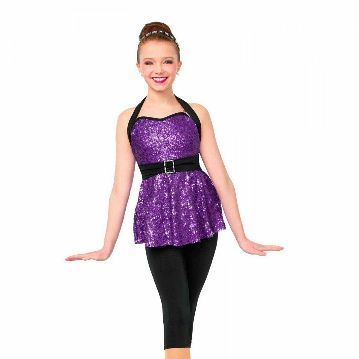 Pre-Owned Costume Jazz Medium Adult Turquoise Curtain Call Sequin 2 pc Tap Clogging Musical Theater