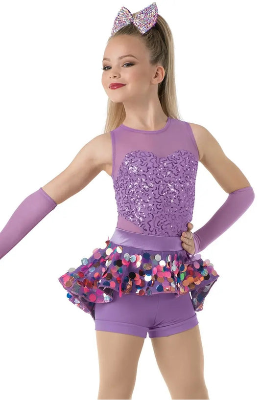 Pre-Owned Costume Weissman  10596 Large Child Purple Sequin Skirt Jazz Tap Sequins