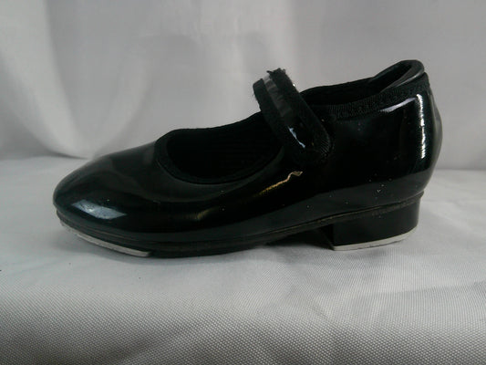 Pre-Owned Tap Shoes Revolution Girls 11M Black Mary Jane Leather Loop Strap