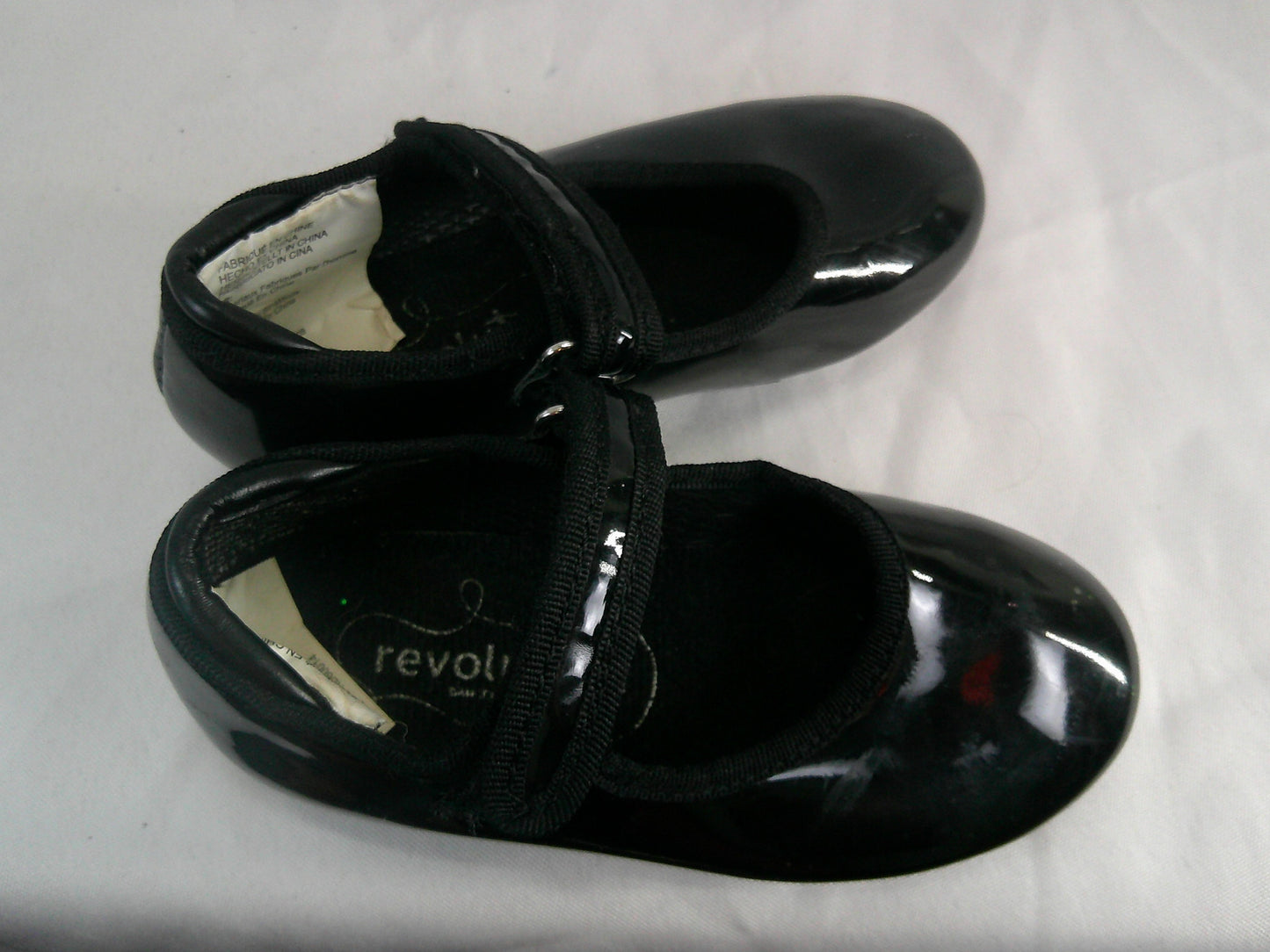 Pre-Owned Tap Shoes Revolution Girls 11M Black Mary Jane Leather Loop Strap