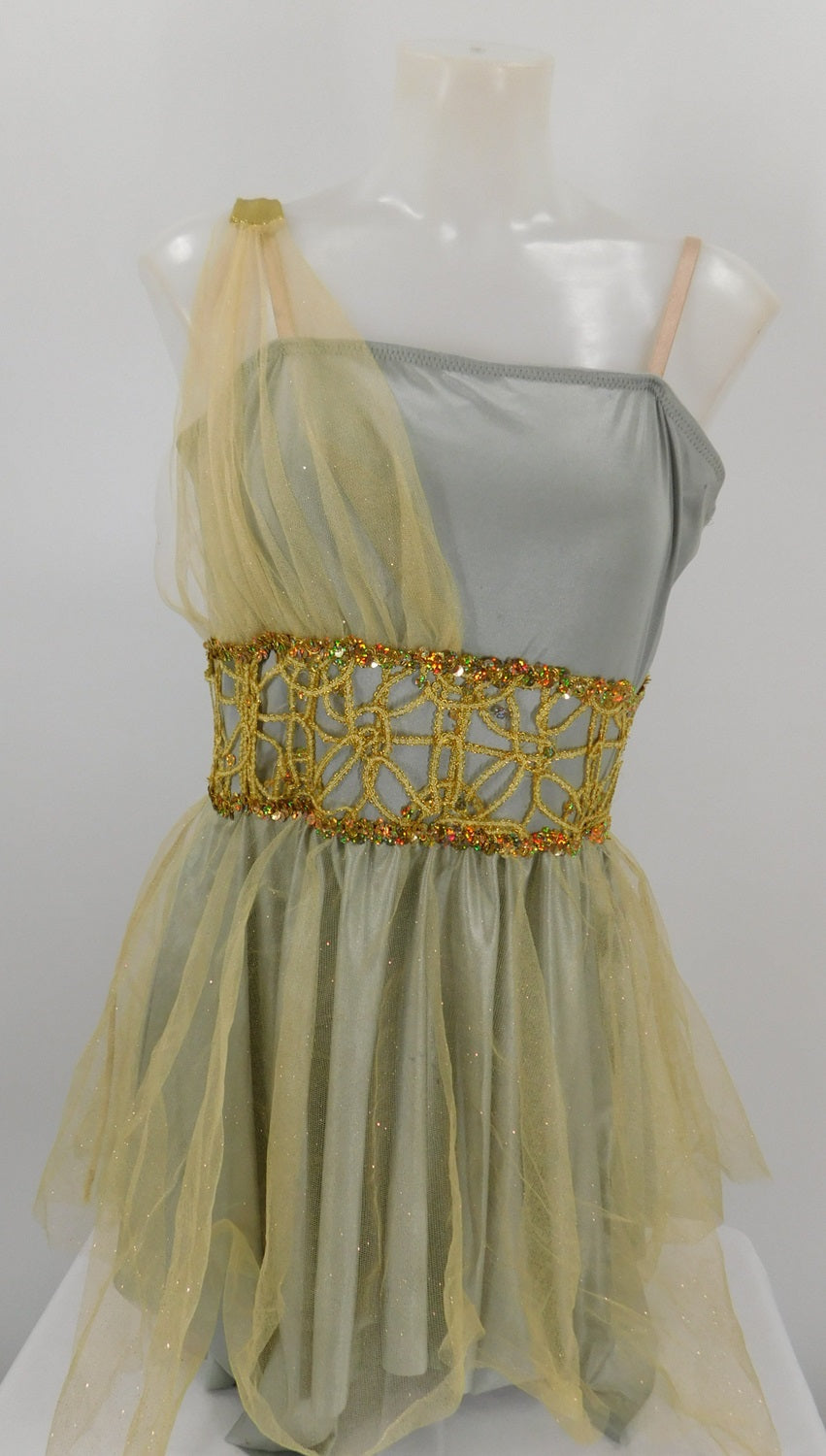 Pre-Owned Costume Curtain Call R103 Medium Adult Gray Draping Ballet Sequin