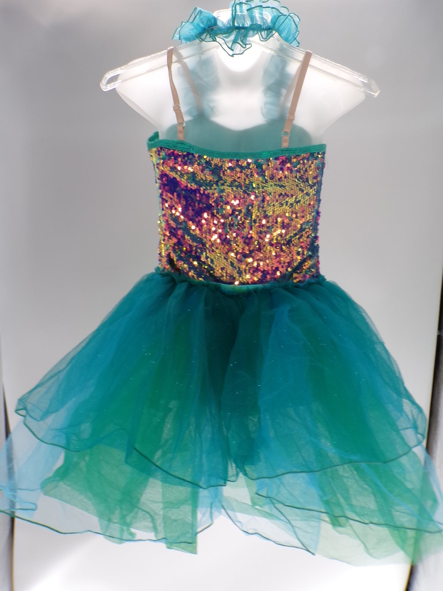 Pre-Owned Costume Curtain Call  E2194 Large Child Teal  Jazz