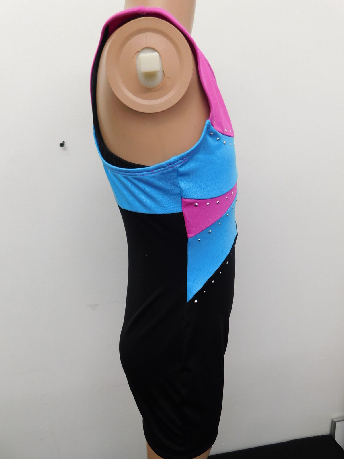 Pre-Owned Biketard Freestyle Large Child Pink Blue Acro Tumbling