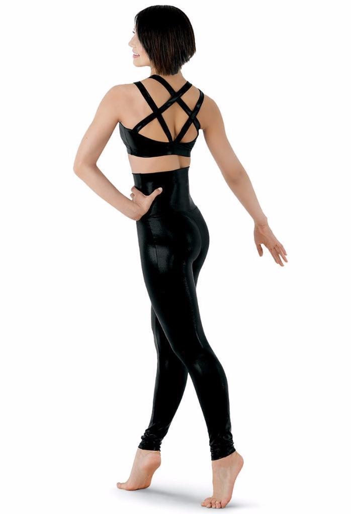 Pre-Owned Leggings Balera ML9062 Small Adult Black Metallic Jazz Hip Hop