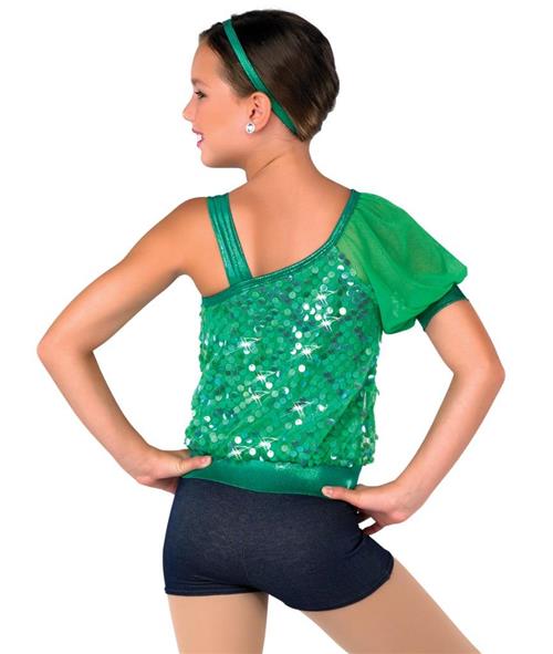 Pre-Owned Costume AWCT  V1686 Large Child Coral Unitard Jazz Sequin