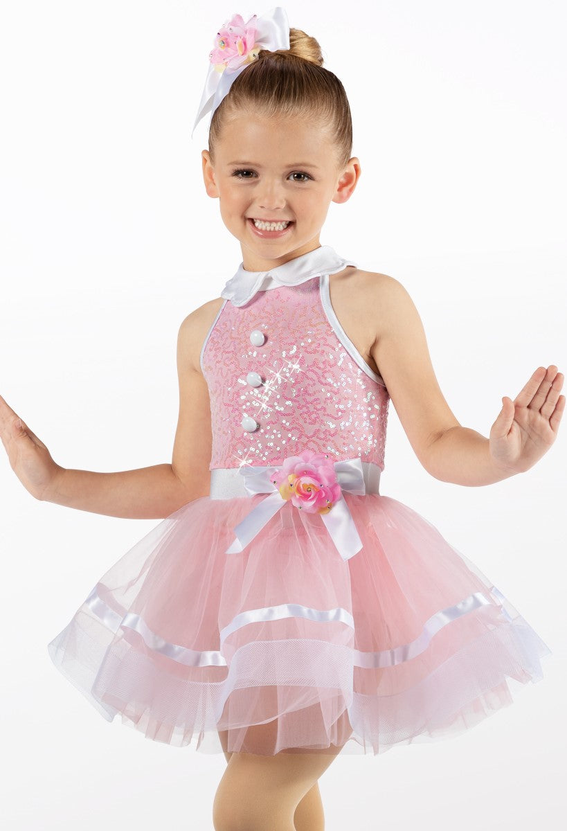 Pre-Owned Costume Weissman  12469 Small Child Pink Tutu Dress Tap Jazz Sequin