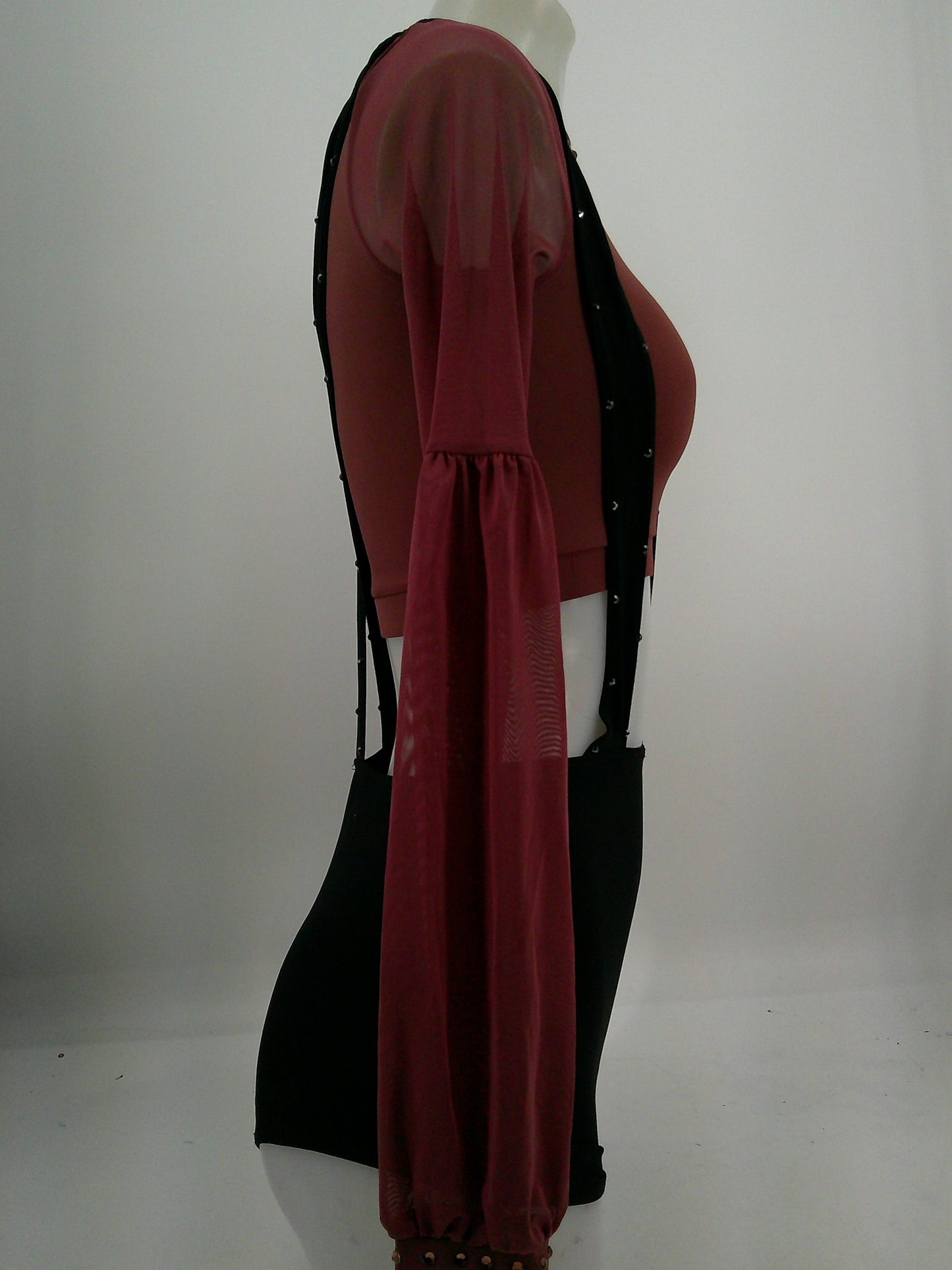 Pre-Owned Costume Weissman  SM12239 Small Adult Burgundy Suspenders Jazz  Rhinestones