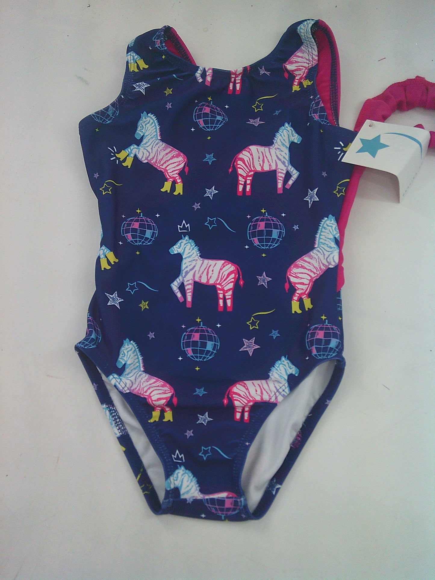 New Gymnastics Leotard Disco Zebra Pink Kids