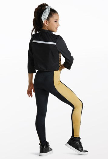Pre-Owned Costume Weissman  15471 Small Adult Gold Unitard Hip Hop Sequin