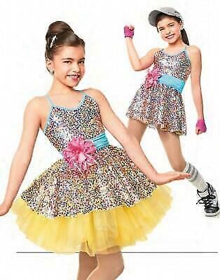 Pre-Owned Costume Curtain Call  E1215 Large Child Yellow Dress Jazz Sequin