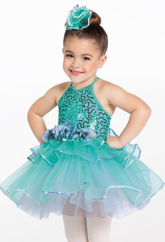 Pre-Owned Costume Weissman  13654 Intermediate Child Teal Tutu Dress Ballet Pageant