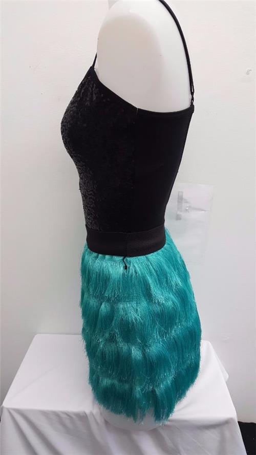 Pre-Owned Costume Weissman  6887 XL Child Green Fringe Jazz Sequin