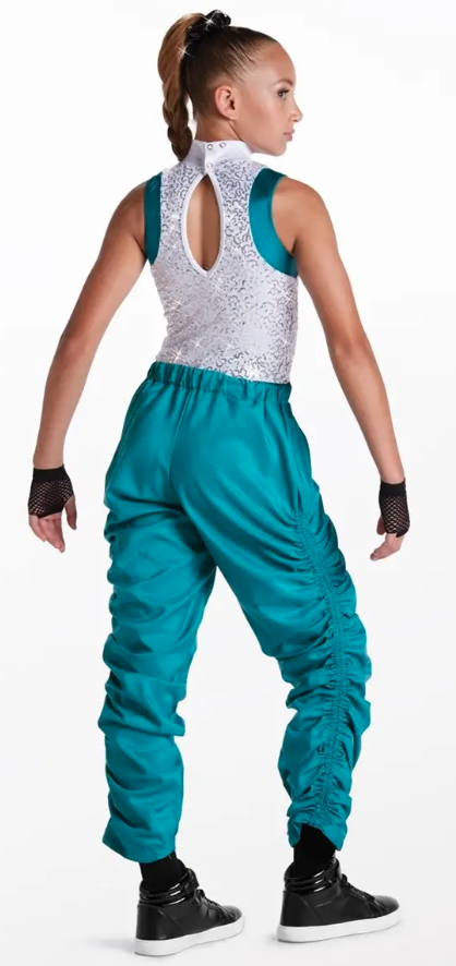 Pre-Owned Costume NEW Weissman 15675 Medium Child Teal Leo Pants Set Hip Hop Sequin