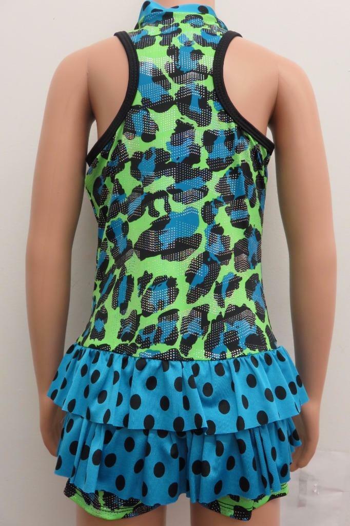 Pre-Owned Costume Curtain call  E1146 Large Child Green Ruffles Jazz Foil Dots