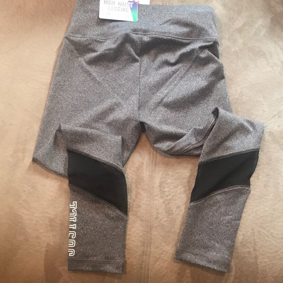 Pre-Owned Leggings Justice Large Child 12 Gray Black Gymnastics