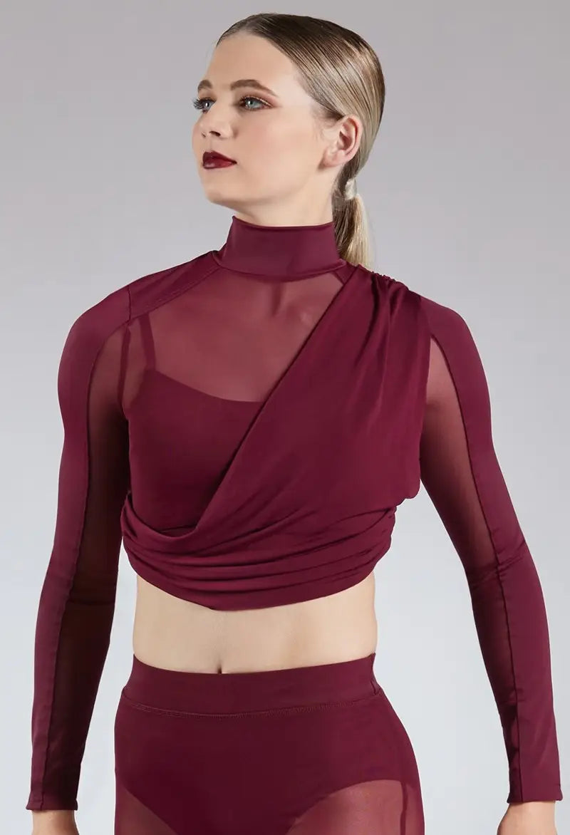 Pre-Owned Costume Top Weissman MT11825 Small Adult Black Jazz Tap Modern Mesh Drape