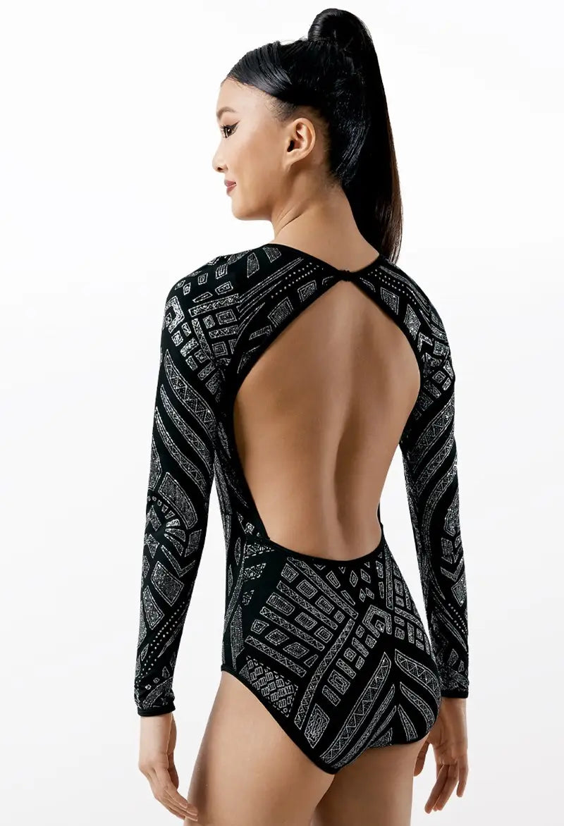 Pre-Owned Costume Small Adult Black Weissman PL10731 Jazz Contemporary Acro Long Sleeve Glitter Velvet