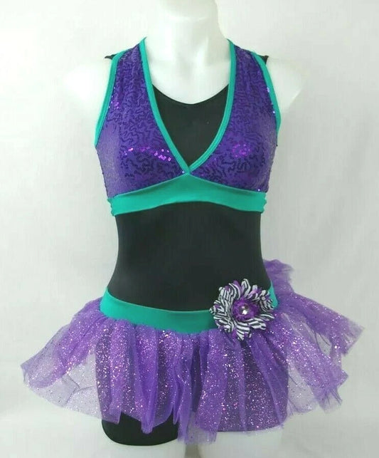 Pre-Owned Costume Medium Child Purple Weissman 6844 D25-516 Jazz Tap Hip Hop Glitter Sequin Tutu (Copy)