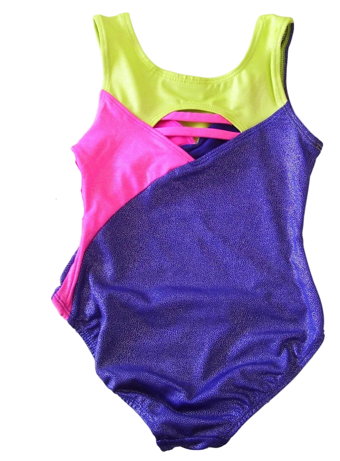 Pre-Owned Gymnastics Leotard Freestyle Medium Child Purple Pink Green Acro Tumbling