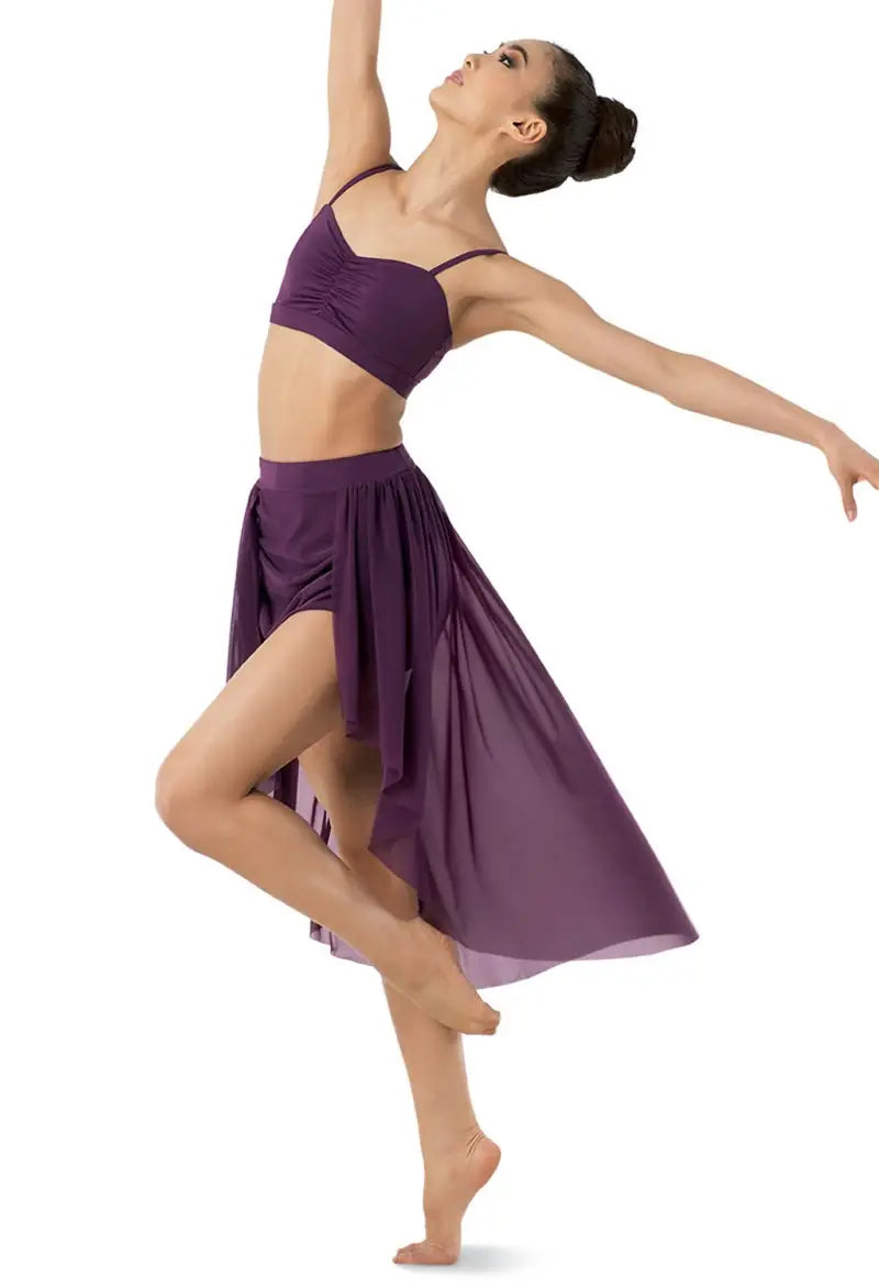 Pre-Owned Top Balera S9772 Large Adult Gray High Low Drape Skirt Contemporary Costume