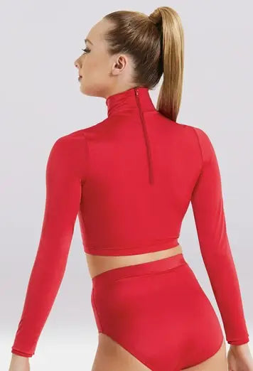 Pre-Owned Weissman SH11072 Medium Adult Hot Pink Long Sleeve Crop Top