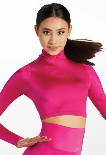 Pre-Owned Weissman SH11072 Medium Adult Hot Pink Long Sleeve Crop Top