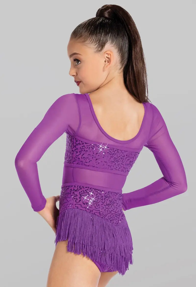 Pre-Owned Costume Small Adult Yellow Weissman SQ13193 Jazz Tap Acro Latin Long Sleeve Fringe