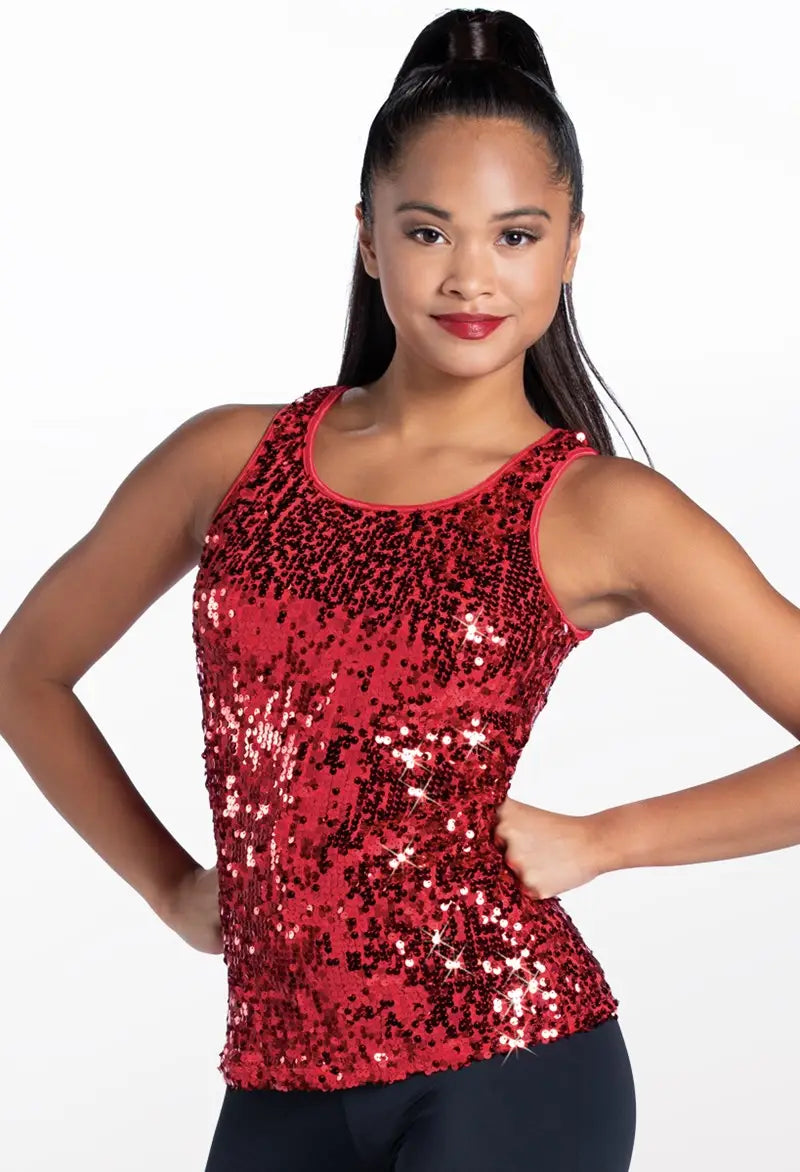 Pre-Owned Costume Sequin Top Balera SQ9555 Medium Adult Red Jazz Tap Clogging