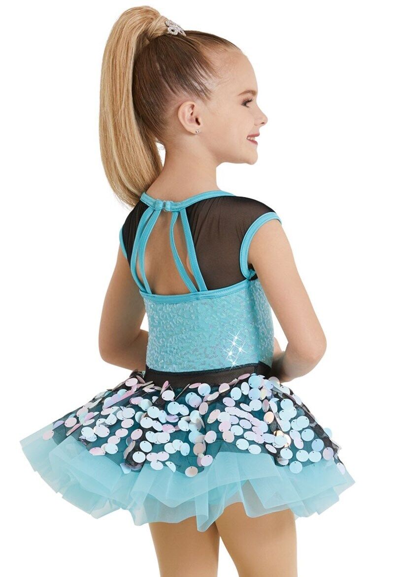 Pre-Owned Costume Weissman  12320 Large Child Blue Tutu Dress Jazz Pageant Sequin
