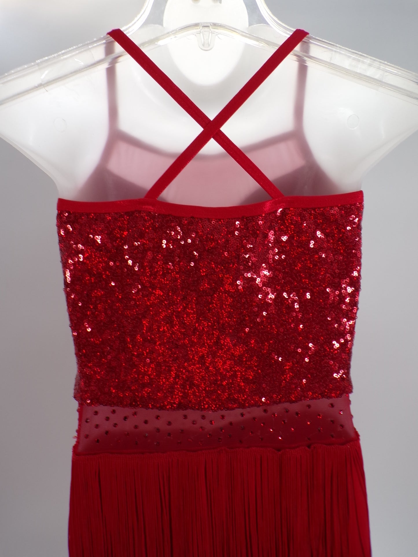 Pre-Owned Costume AWCT  24022 Med-Lar Child Red Fringe Jazz Tap Sequins/Rhinestones