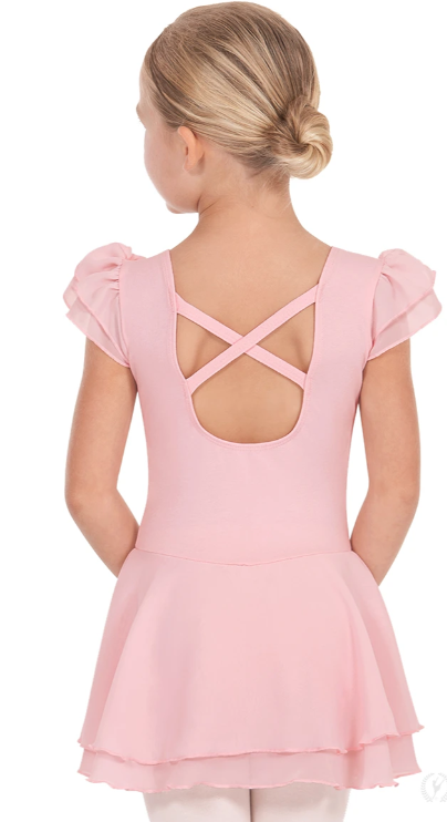 Pre-Owned Leotard Dress Eurotard Inter Child 6x-7 pink Flutter Sleeve Ballet