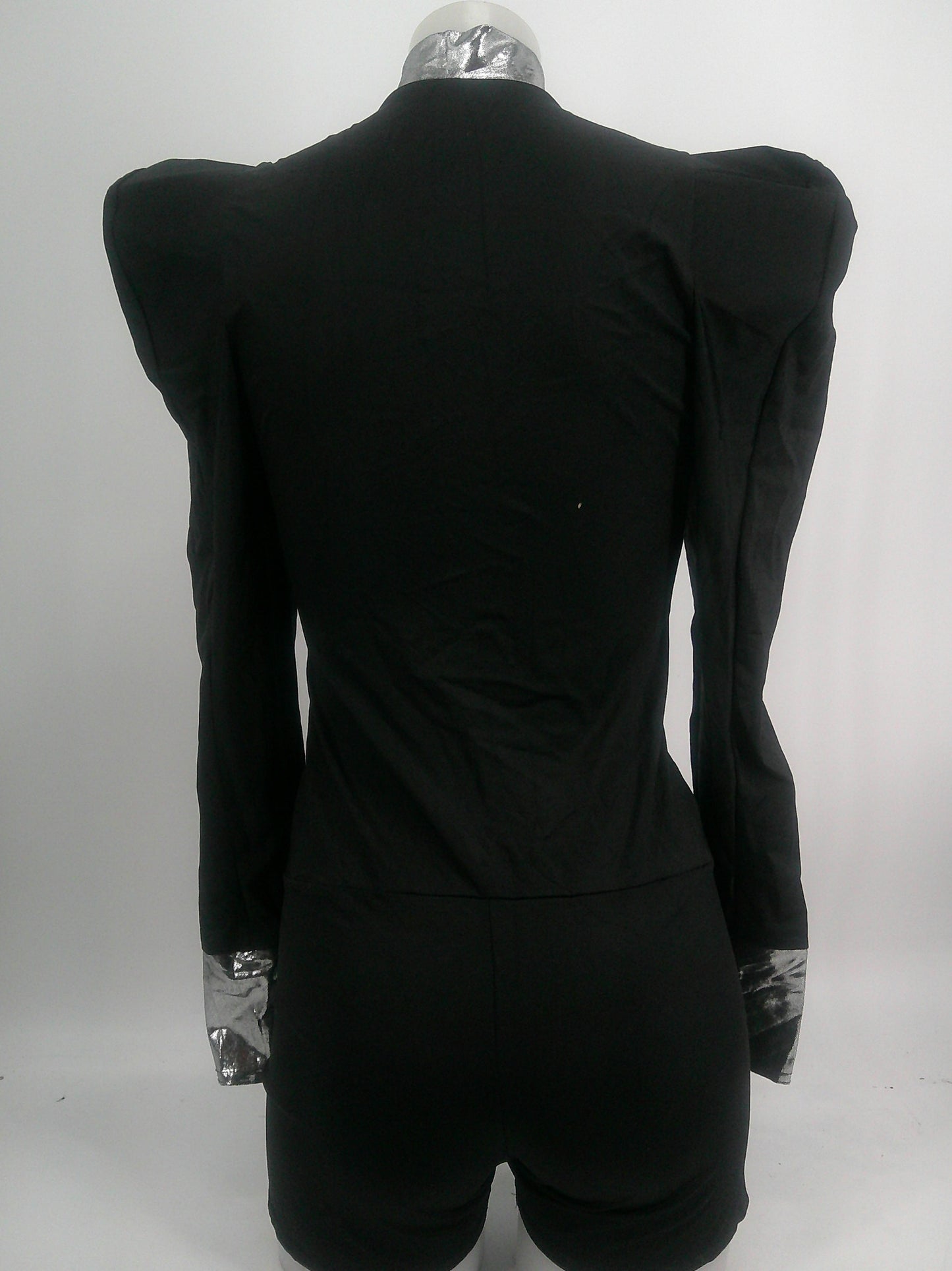 Pre-Owned Costume Kelle   Large Adult Black Shoulder Pads Jazz  Metallic Fabric