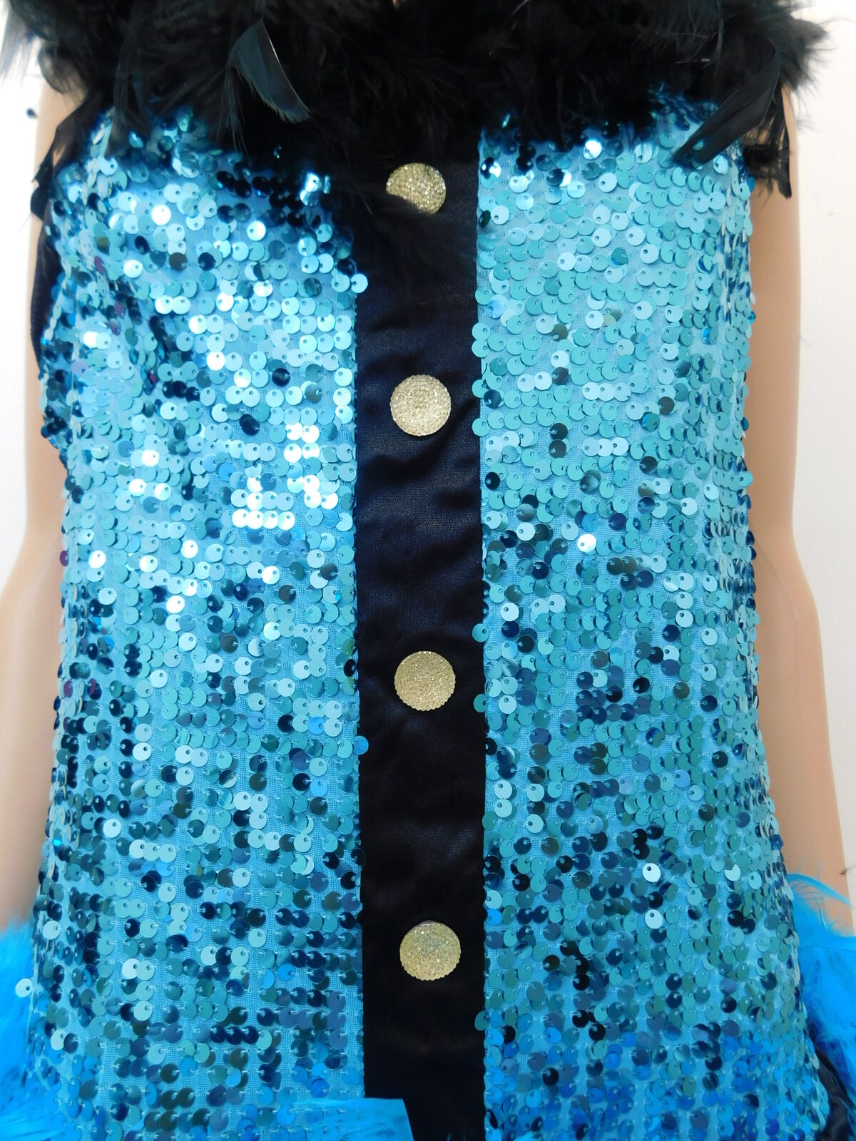 Pre-Owned Costume Weissman  8805 XL Adult Blue Sequin Feather Unitard Jazz Tap