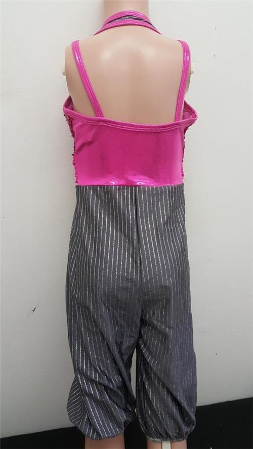 Pre-Owned Costume Curtain Call  E768 Small Child Pink Jumpsuit Jazz Sequin
