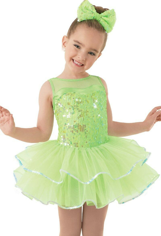 Pre-Owned Costume Weissman  9686 Large Child Green Dress Jazz Sequin