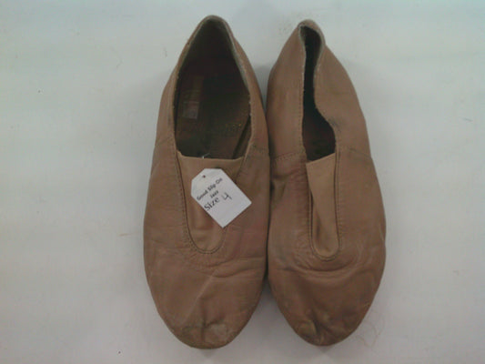 Pre-Owned Jazz Shoes Dancing Fair Youth 4M Slip On Leather Top Elastic