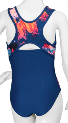 New Gymnastics Leotard Alpine Rush Blue Print Adult Sizes Scrunchie included
