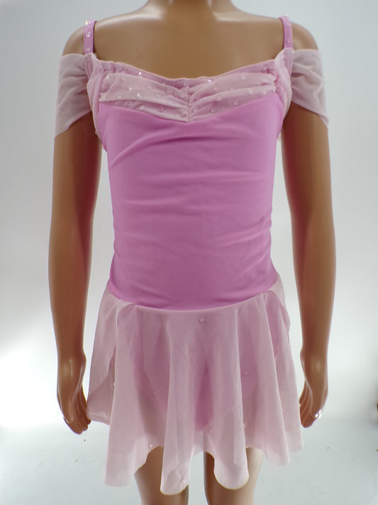 Pre-Owned Costume Weissman  D10690 Medium Child Pink  Lyrical Rhinestone