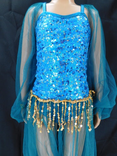 Pre-Owned Costume Curtain Call  E833 Medium Child Turquoise Jasmine