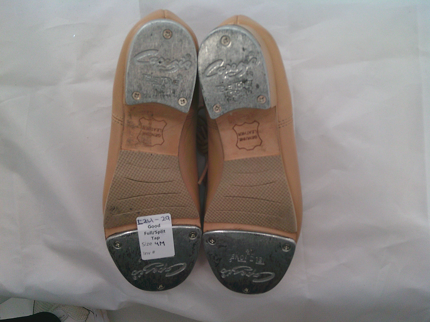 Pre-Owned Tap Shoes Capezio Big Kid 4M Oxford Leather Lace Up Full Sole