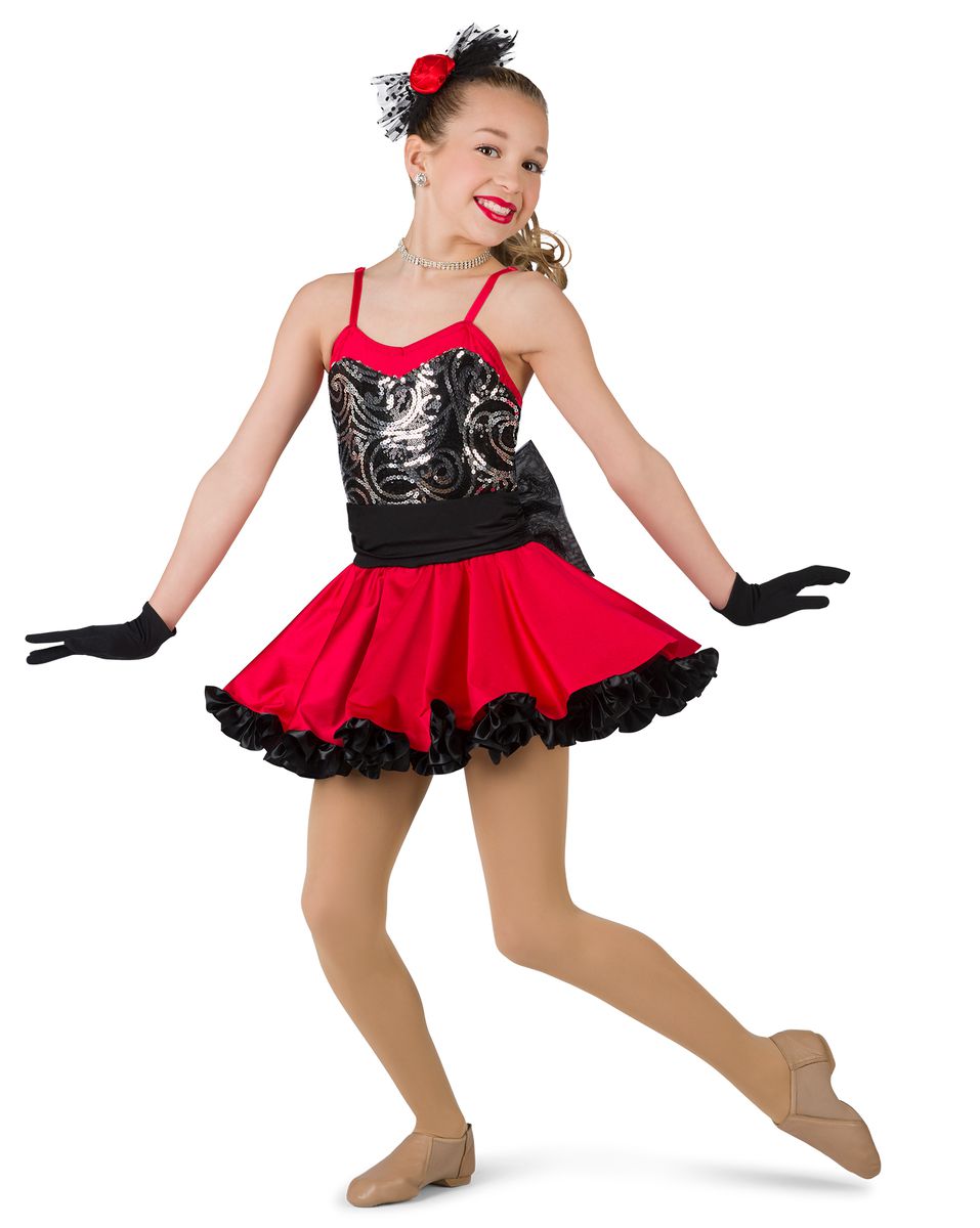 Pre-Owned Costume Small Adult Red Costume Gallery 19665 Jazz Tap Musical Theater Dress Sequin