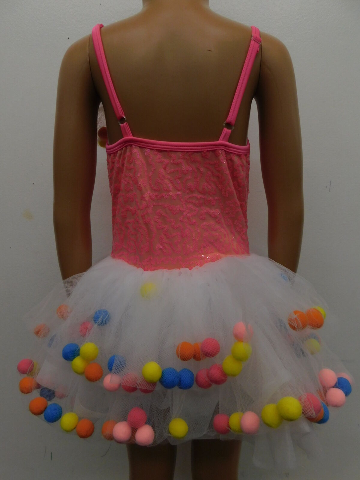 Pre-Owned Costume Small Child Pink Curtain Call E2005 Ballet Tap Dress Up Pom Poms Sequin