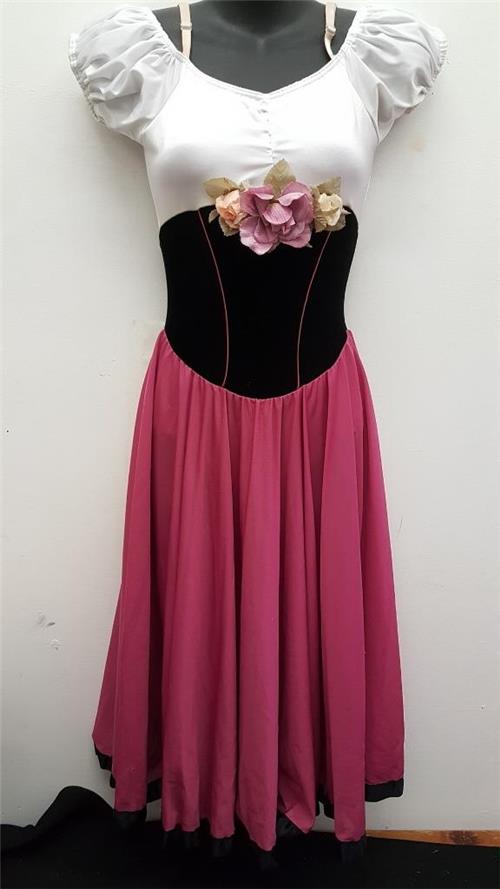Pre-Owned Costume Medium Child Pink Curtain Call C289 Ballet Pointe Lyrical Dress Floral Velvet