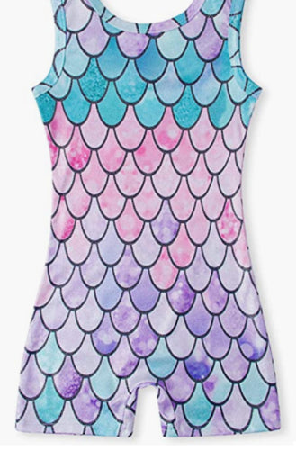 Pre-Owned Gymnastics Leotard Medium Child Mermaid Biketard Acro Jazz