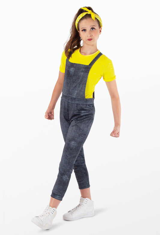 Pre-Owned Costume Weissman  12585 Medium Adult Yellow Overalls Jazz