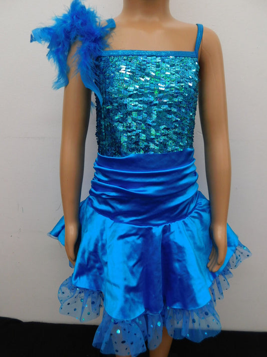 Pre-Owned Costume Curtain Call  E1231 Medium Child Turquoise  Jazz