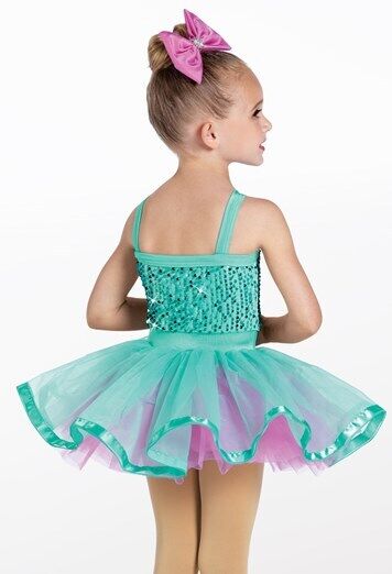 Pre-Owned Costume Weissman  13495 XS Child Teal Tutu Jazz Sequin