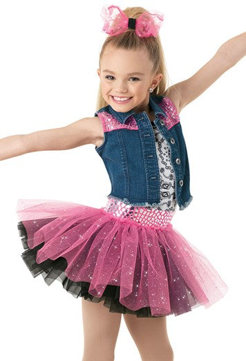 Pre-Owned Costume Weissman  9765 Large Child Pink Dress Jazz Glitter