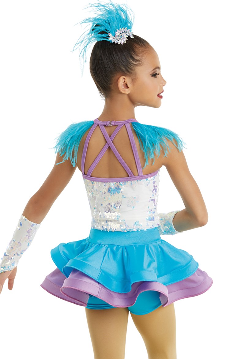 Pre-Owned Costume Weissman  11495 Medium Child Blue Feathers Jazz Sequin