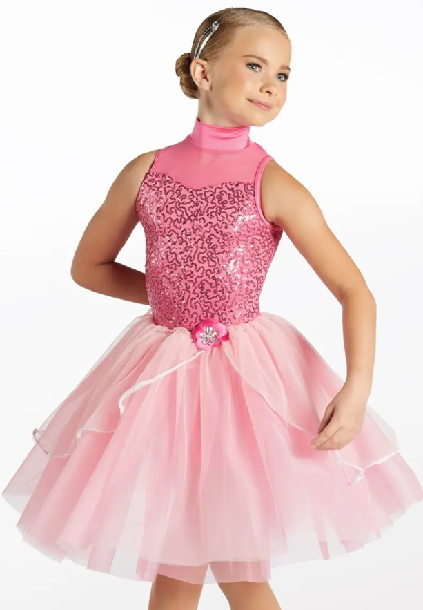 Pre-Owned Costume Weissman  15678 Small Child Pink 2in1 Ballet Jazz Sequin